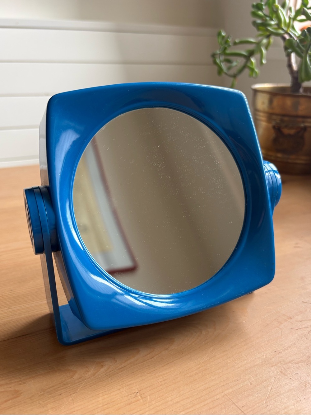 Vintage MCM Retro Blue Swivel Mirror